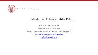 Introduction to Jupyter Lab for Python