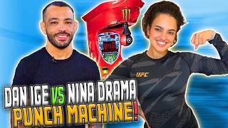 Dan Ige challenges Nina Drama on the punch machine & teaches her fighting techniques | UFC 308