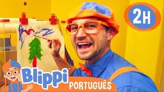 Blippi Aprende a Pintar em um Parque Infantil | 2 HORAS DO BLIPPI! | Vídeos Educativos para Crianças