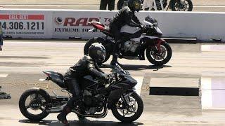 Kawasaki H2 vs R1 Yamaha - drag racing