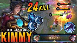 24 Kills + MANIAC!! New Kimmy Best Build and Emblem!! - Build Top 1 Global Kimmy ~ MLBB