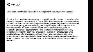 Cash Flow Mastery: Ensuring Construction Project Success