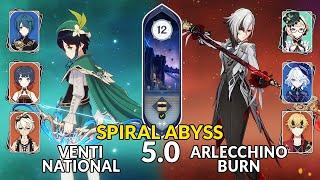 New 5.0 Spiral Abyss│Venti National & Arlecchino Burn | Genshin Impact Floor 12