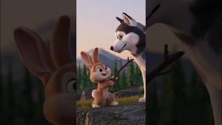 Cute BrownBunny Saved Husky #rabbit #kitten #funny #ai #shorts #trend