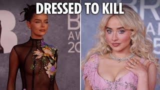 Braless Maura Higgins wows in see through dress as she joins Sabrina Carpenter on Brits red carpet