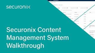 Securonix Content Management System Walkthrough