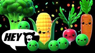 Hey Bear Sensory -  Funky Veggie's Dance Party! - Fun Video with Music!- New Video!