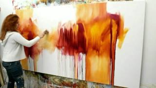 Abstract acrylic painting Demo - Abstrakte Malerei "Flüsterzeit" by Zacher-Finet