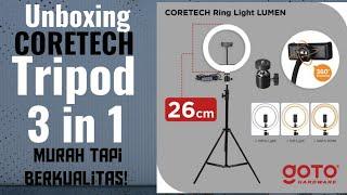 Unboxing CORETECH Tripod 3 in 1 (Tripod, Ringlight, Selfie Stick) GOTO Living | Technology