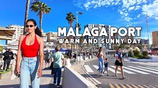 Malaga City Port Spain Warm and Sunny Day December 2024 Update Costa del Sol Walk | Andalucía [4K]