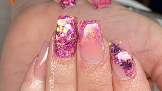 Autumn nail design  | pink acrylic nail design | inc Delanie nail drill review