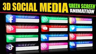 3D Social Media Logo Green Screen Video - Green Screen Social Media Lower Third Animation Video