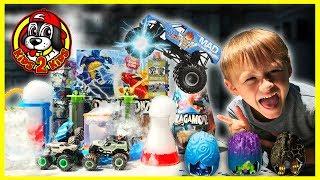 Monster Jam MAD SCIENTIST Beaker Creatures Turns DOGS into DRAGONS! (MONSTER DIRT ARENA & Dragamonz)