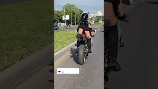 sexy biker girl twerk while riding  sexy skirt 