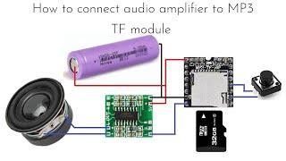 How to connect audio amplifier to MP3 TF module