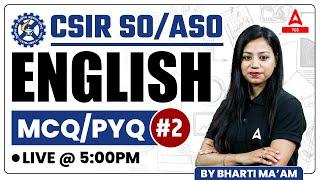 CSIR ASO SO Classes | English Previous Year Question Paper | Asst Section Officer | By Bharti Mam #2