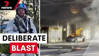 FBI investigates cybertruck explosion outside Trump hotel as deliberate attack | 7NEWS