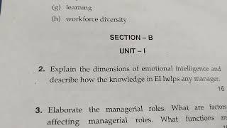 management concept & organisational behaviour 1st semester mba questions paper 2022 MDU