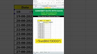 Excel Formula Hacks | Convert Date into Days #shorts #short #excel #viral #trending