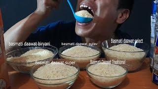 Suapan full || Asmr raw rice eating||review  lima macam beras||basmati merk daawat||makanberasmentah