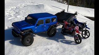 Rc 2X 1/4 scaleDIRT BIKE ON ICING SNOW & ADVENTURE JEEP AXIAL SCX 6.