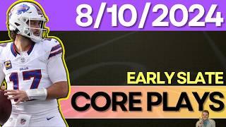 Preseason NFL DFS 8/10/2024 - Core Plays and Players To Watch: Saturday Early 3 Game Slate