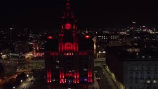 DRONE SHOT OFF THE LIVER BUILDING LIT UP THANKS TO @Craigstv1 FOR DOING THE VIDEO FOR ME