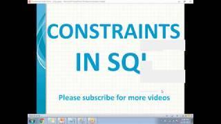 Types of Constraints in SQL Server