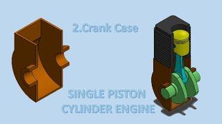 2.Crank case |  Single Piston Cylinder Engine | Learnsolidworks | Solidworks Tutorial