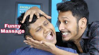 Funny Reaction In This Head Massage | Young Boy Guddu Taking a Relaxing Massage | Loud Neck Cracking