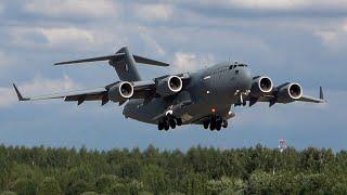 Boeing C-17A Qatar Air Force — Takeoff & Landing at Kubinka AFB, Russia