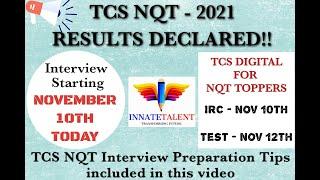 TCS NQT - RESULTS DECLARED | INTERVIEW SCHEDULE & TIPS | TCS DIGITAL IRC & TEST DATE | TCS NQT 2021