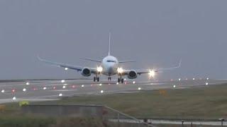 Stormy X'mas Eve Landings at Leeds Bradford Airport (50+MPH wind)