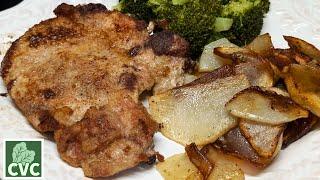 Fried pork chops and single bread puddings hurricane supper