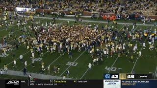 Georgia Tech UPSETS #17 North Carolina and fans storm the field