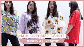 SHOPEE HAUL Kaos Oversize T-Shirt Berkualitas Wajib banget Punya | Review Try On Giveaway