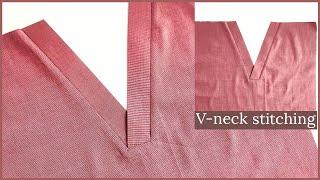 How to sew a v-neck pattern easy method for beginners ||