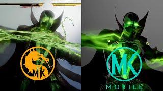 MORTAL KOMBAT 11 vs. MK Mobile - SPAWN all moves & Fatal Blow side-by-side Comparison.