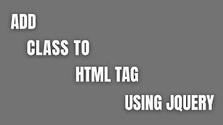 Add Class to HTML Tag On Click Using Jquery - HowToCodeSchool.com