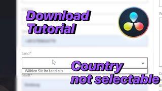 DAVINCI RESOLVE DOWNLOAD FIX for COUNTRY without SELECTION
