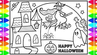 HAPPY HALLOWEEN  How to Draw Halloween Characters for Kids  Halloween Coloring Pages for Kids