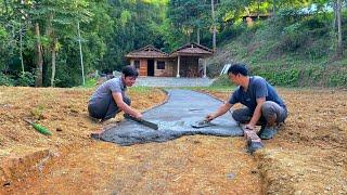 The process of helping the KONG family rebuild: Digging the ground to make a beautiful gate and road