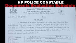 hp Police constable Documentation Evaluation Schedule...