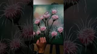 THISTLE FLOWERS  #artprocess #acrylicpainting #learning #colorbyfeliks #artprocessvideo #shorts