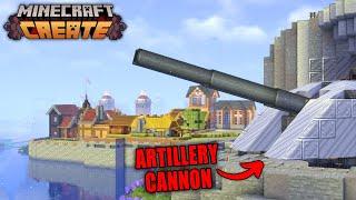 Defending My Colony With ARTILLERY In Minecraft Create Mod