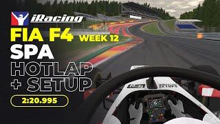 iRacing Onboard Lap: FIA F4 Week 12 @ Spa (2:20.995) + Setup Link