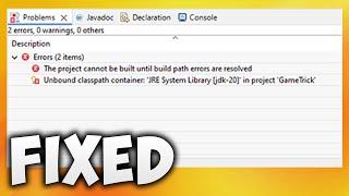 Java Build Path Problems in Eclipse - Project Cannot Be Built Until Build Path Errors Are Resolved