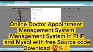 Online Doctor Appointment Management System in PHP and Mysql with free Source code  Download 