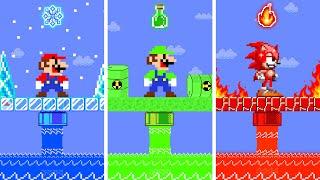 When Everything Mario and Luigi and Sonic Touch Turns Into FIRE vs ICE vs ACID | ADN MARIO GAME