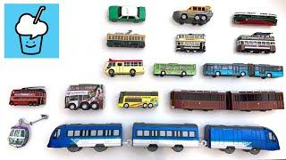 Public Transport collection Tomica Taxi Double Decker Bus Peak Tram Articulated Bus Tram